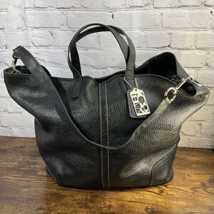 COACH Hadley Black Luxe Pebbled Leather Large Duffle Tote